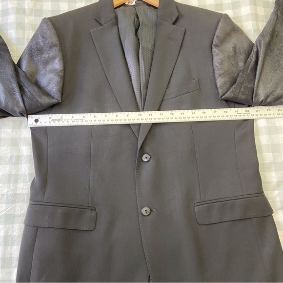 Pal zileri Lab black blazer slim fit wool blend bi-material shinny sleeve siz 54 - Picture 14 of 16